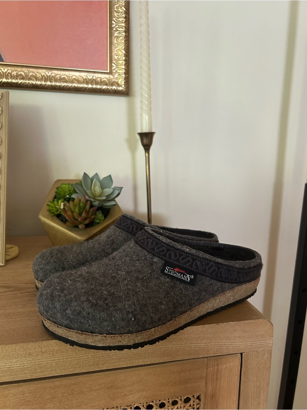 Stegmann Pure New Wool Clogs Austria Slip On Shoes Comfort Gray Women's Size 8